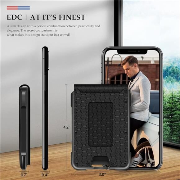 Mens Wallet Tactical Bifold Wallets for Men Metal RFID Blocking Aluminum - Picture 3 of 7